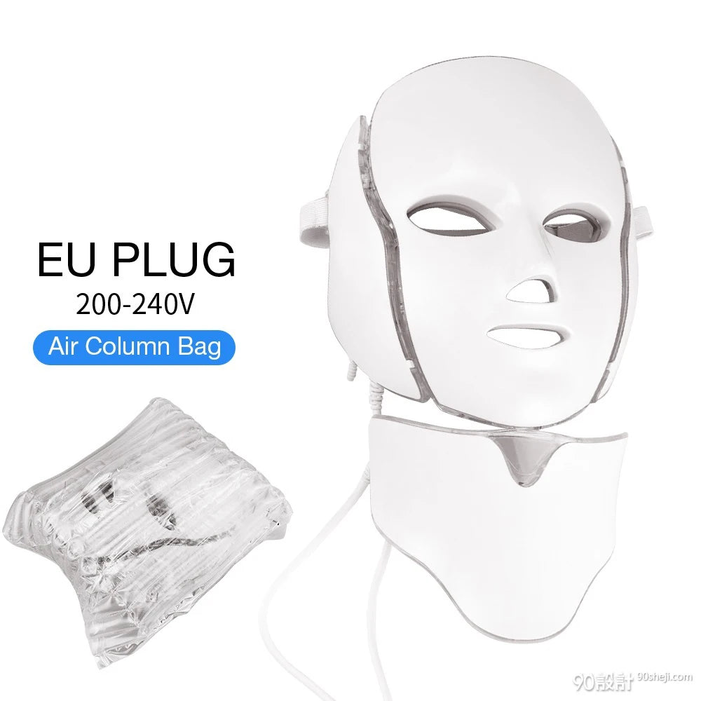 7 Colors LED Facial Mask with Neck LED Light Photon Mask Skin Rejuvenation Anti Acne Beauty Device Face Lifting Firm Massager