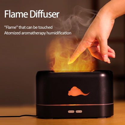 3D Simulation Flame Aroma Diffuser Humidifier Quiet Large Mist Essential Oil Diffuser Desktop Humidifier for Home Office Bedroom