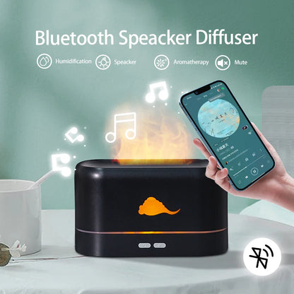 3D Simulation Flame Aroma Diffuser Humidifier Quiet Large Mist Essential Oil Diffuser Desktop Humidifier for Home Office Bedroom